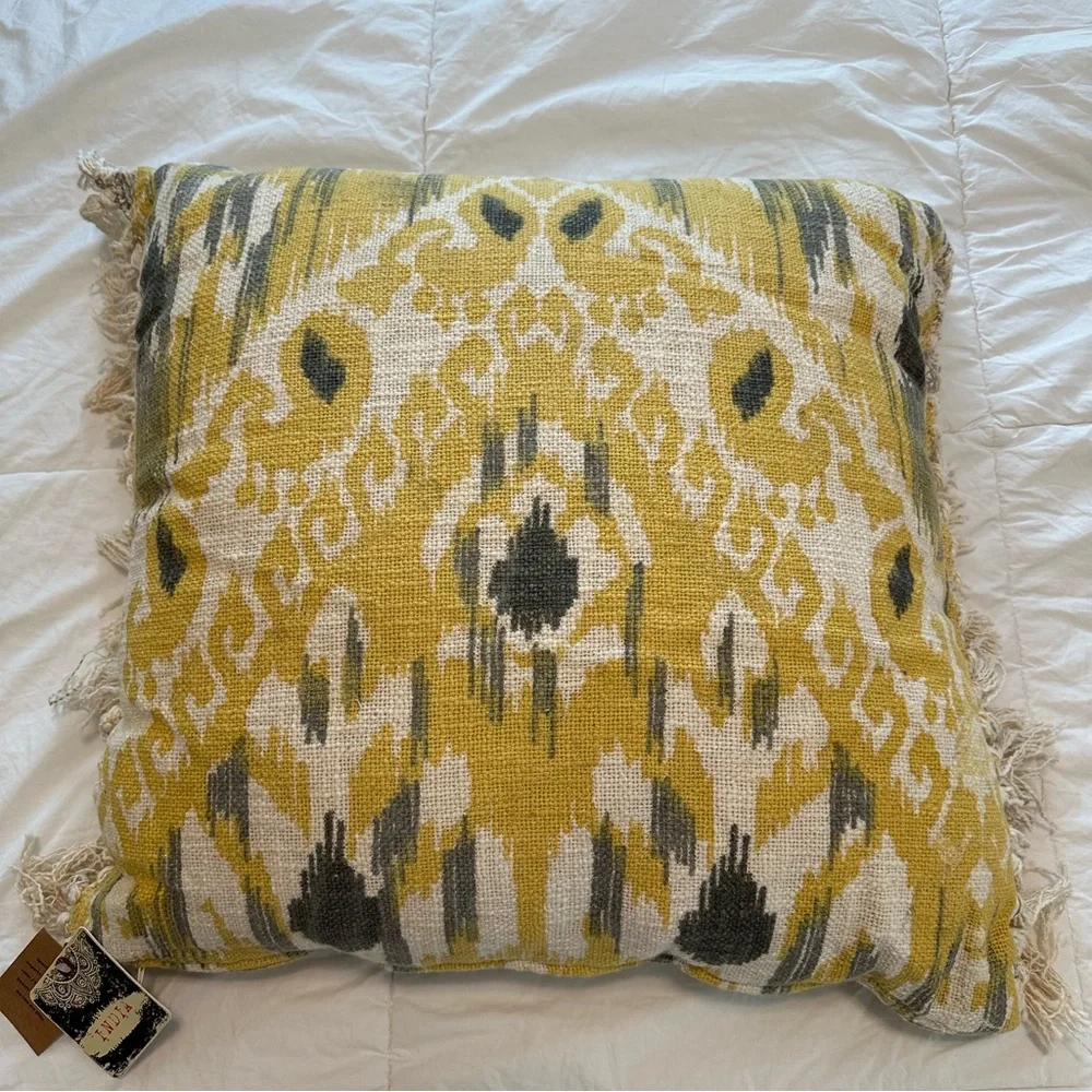 RAJ Bespoke Pottery Barn Bohemian Ikat Indian Moroccan Pillow with tassels